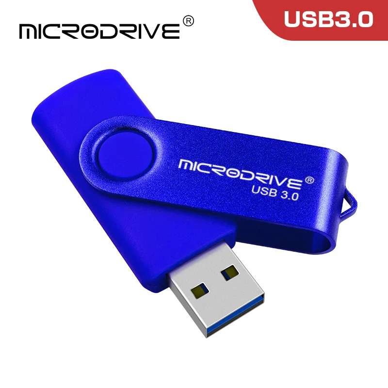 Синий USB3.0 Flash Drive 128GB Pen drive 32GB 64GB 16GB 8GB Metal Key Ring Memory USB 3.0 Stick - Цвет: Синий