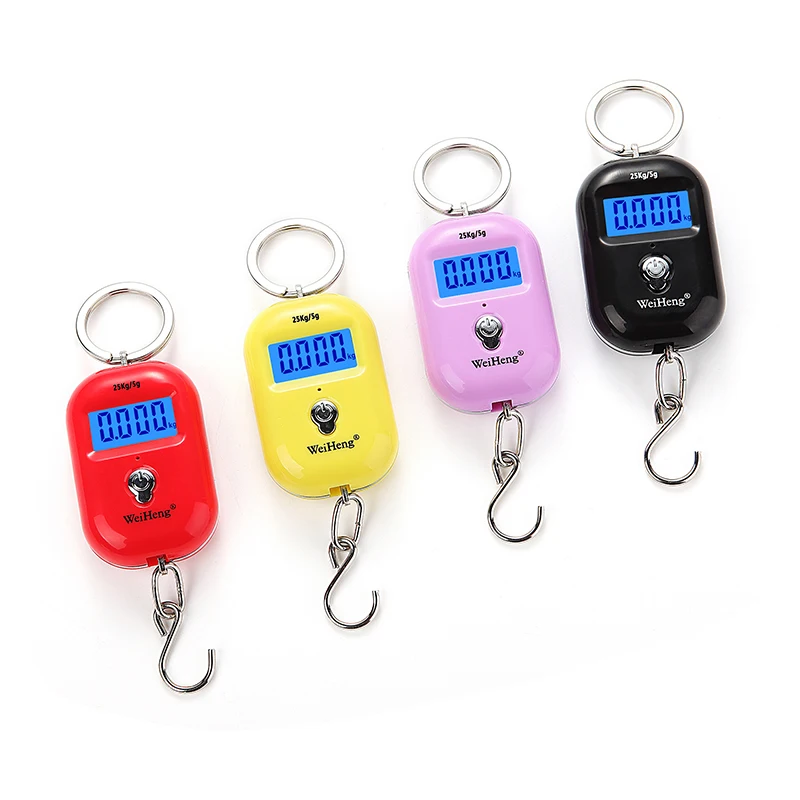 25kg Mini Digital Electronic Luggage Scale Portable Suitcase Scale Handled Travel Bag Weighting Fish Hook Hanging Scale