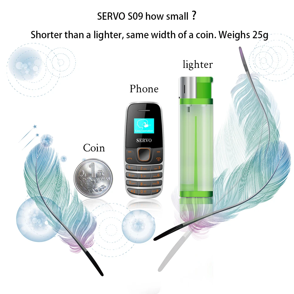 Телефон SERVO S09, Bluetooth Dialer, мини мобильные телефоны, 0,66 дюймов, маленький экран, GSM, низкое излучение, две sim-карты, Bluetooth наушники