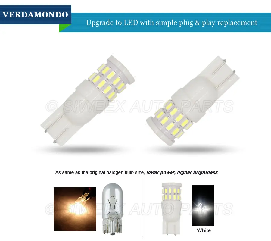 

T10 W5W Car Lights 30 Smd 3014 Ceramic Side Marker Clearance Instrument Panel Trunk LED Bulbs White DC 12V Auto Driving Lamp