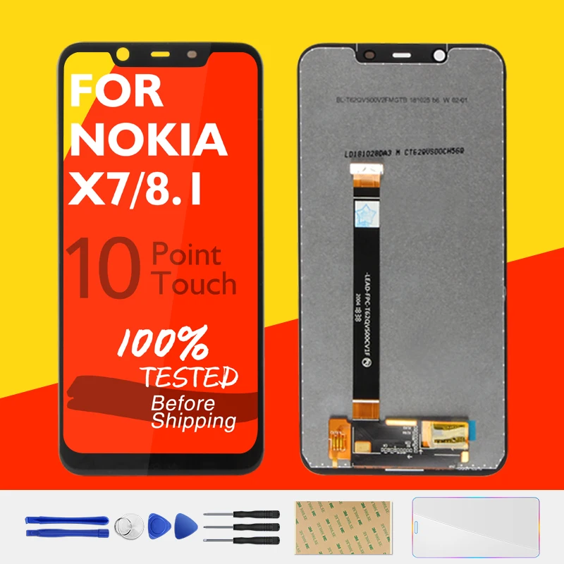 100% Оригинальный ЖК дисплей для Nokia X7 10 сенсорная панель экран 8 1 TA 1131 дигитайзер