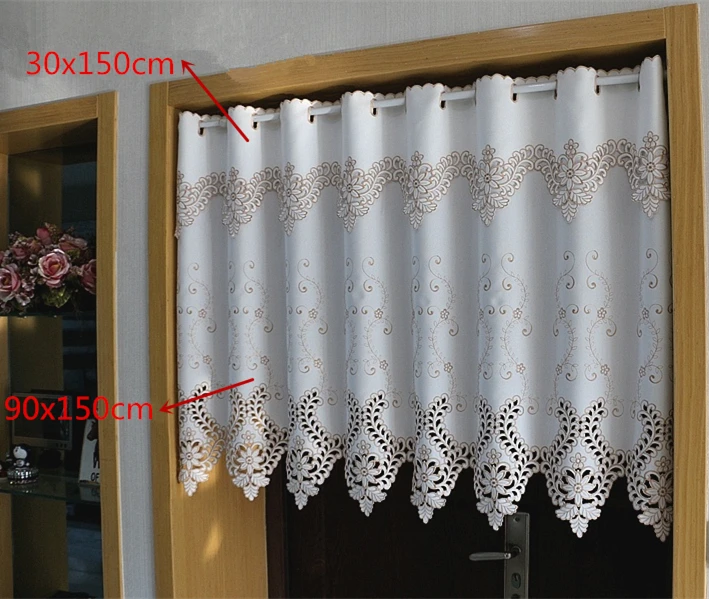rural style half curtain for kitchen cabinet door leaves flower embroidered wear curtain blackout curtain embroidery hem curtain free global shipping