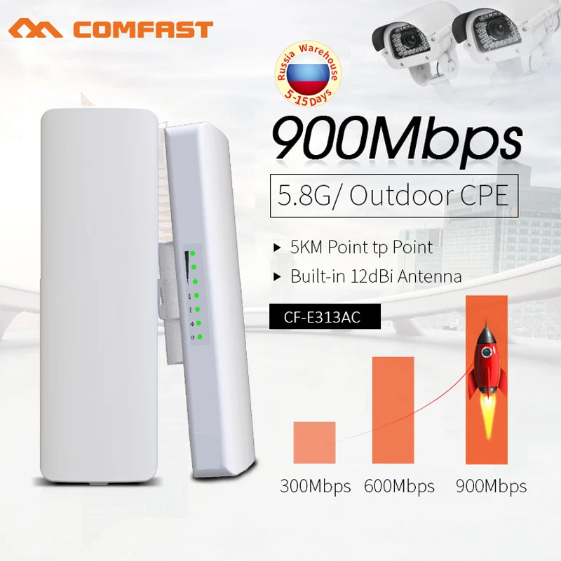 

COMFAST 2pcs High Power 3-5KM Long Range 900Mbps Wireless Bridge CPE 5.8G WIFI Signal Booster Amplifier Wifi Repeater AP Router