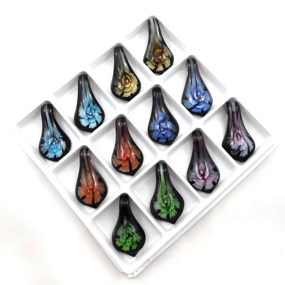 Гиперболическая длинная подвесная художественная стеклянная подвеска с цветком