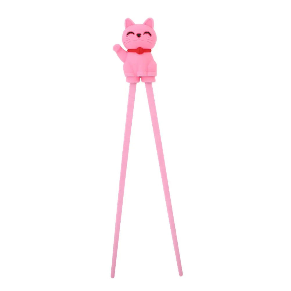 Pink Chopsticks Reusable Dishwasher Safe Cat Tool Chopsticks Learning for Kids Training 1 Pair Helper Food Eating Fun - Цвет: Pink