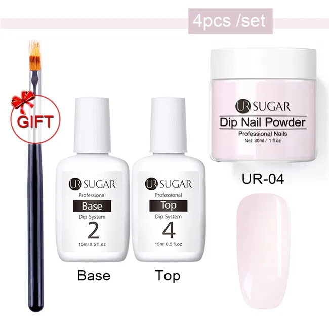 4pcs set UR-04 Ur Sugar 4 шт Dip набор пудры для ногтей Блеск для ногтей французский лак голографический Маникюр 30 мл сухой хромированный пигмент для ногтей искусство - Цвет: 4pcs set UR-04