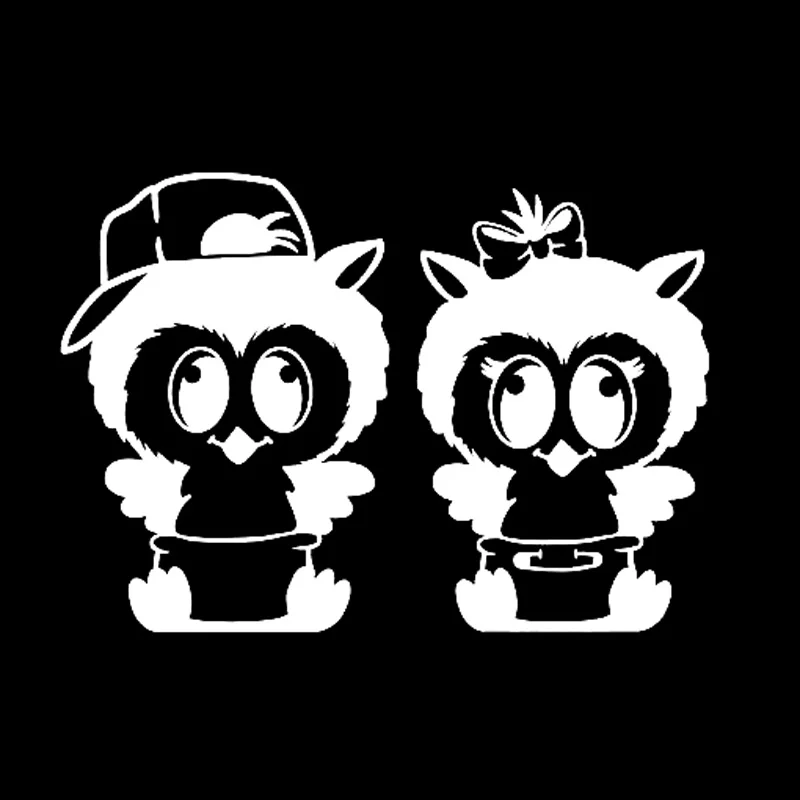 YJZT 13.5CM*9.5CM Cartoon cute Diaper Owls Vinyl Black/Silver Motorcycle Car Sticker C22-0975 | Автомобили и мотоциклы