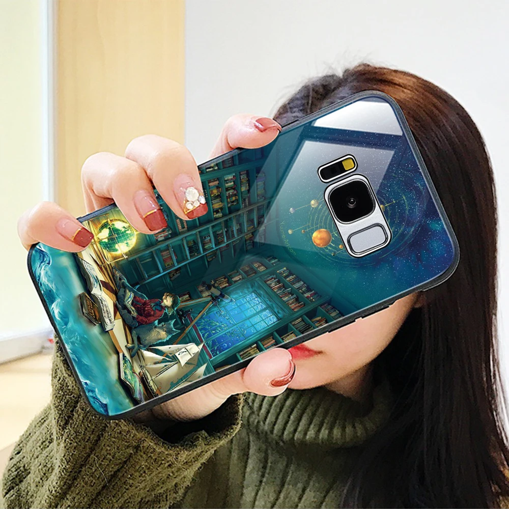 TOMKAS Стекло чехол для телефона samsung Galaxy S8 S9 Plus Роскошная силиконовая