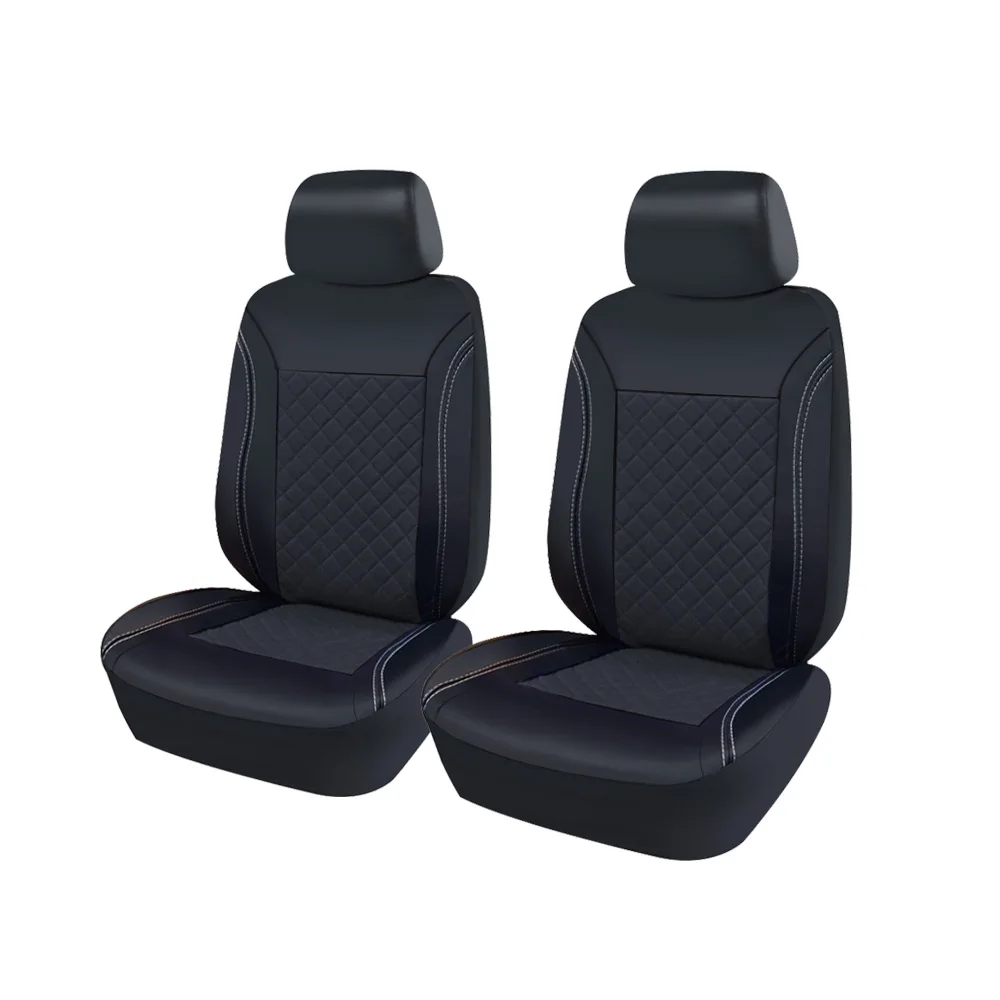 2 front seat cover PU кожаный чехол для сиденья автомобиля роскошный универсальный автомобильный салон водонепроницаемый высокое качество кофе черный серый чехол на сиденье автомобиля для Toyota Lada Volkswagen Kia Nissan Jeep - Название цвета: 2 front seat cover