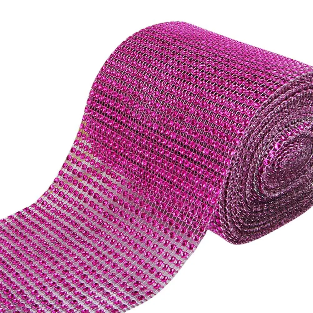 Rose Red Новая мода, стразы в сетку с кристаллами и бриллиантами, лента для букетов, подсвечник, вазы, Свадебная вечеринка, украшение для дома, XSD - Цвет: Rose Red