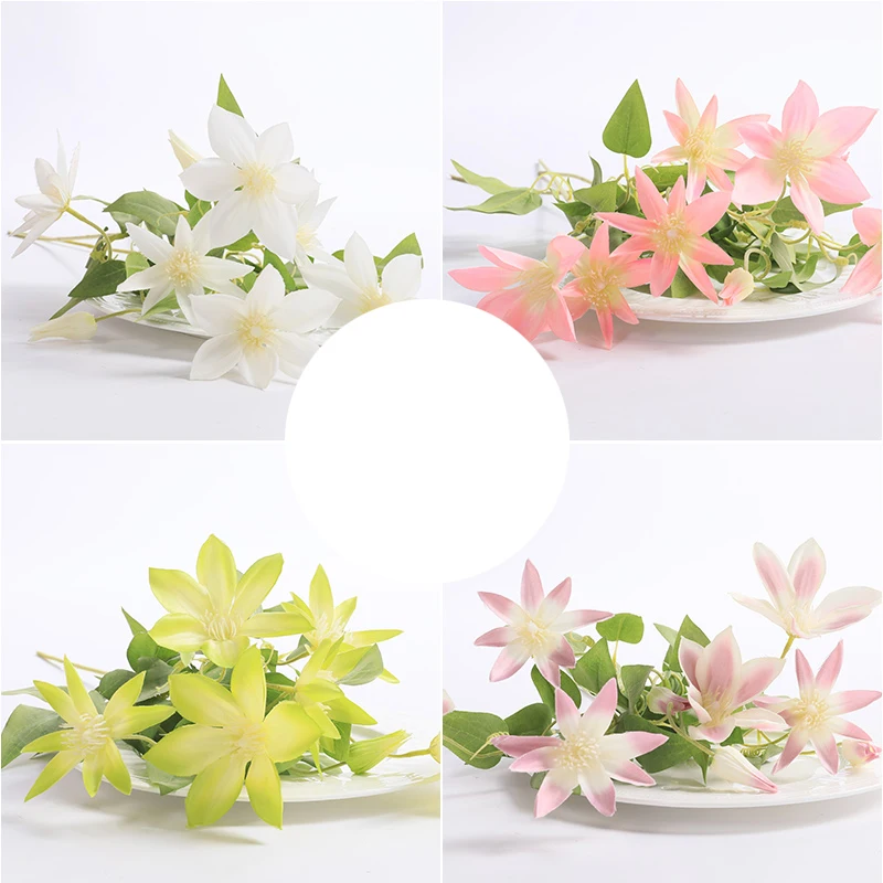 Erxiaobao Clematis Искусственные цветы Шелковый Искусственный цветок аксессуары для цветоводства декор для домашнего стола вечерние свадебные цветы
