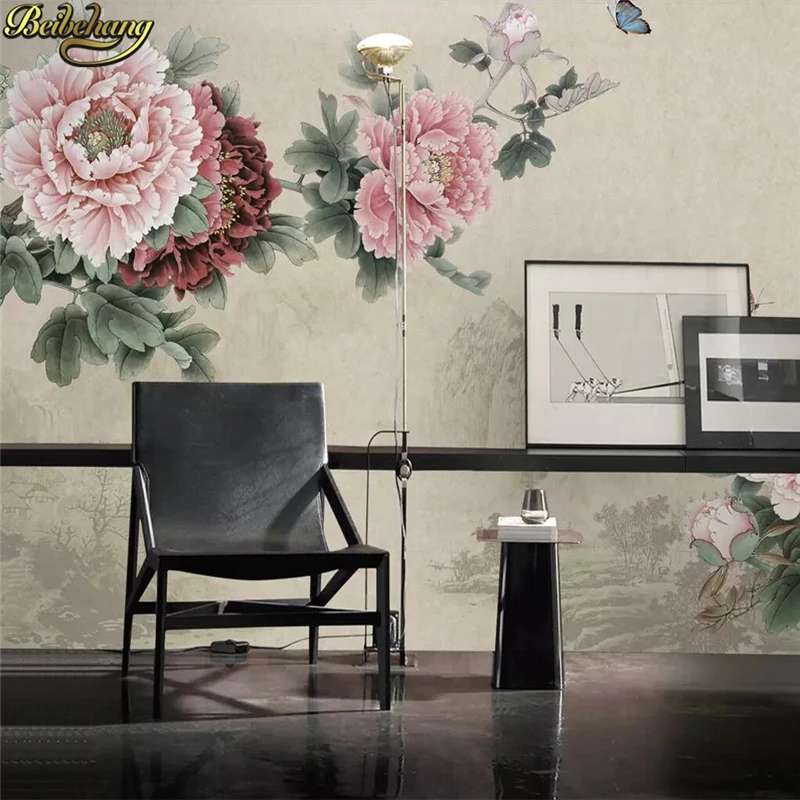 

beibehang Custom wallpaper stereoscopic peony murals TV backdrop living room bedroom papel de parede 3D wall papers home decor