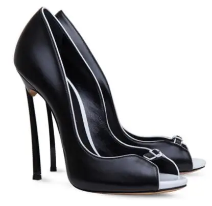 

Туфли-лодочки женские с открытым носком, высокий тонкий каблук, туфли-лодочки, черные/белые, лето