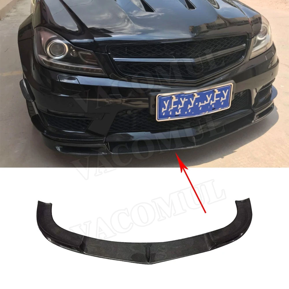 Для C Class углеродного волокна передний бампер спойлер Mecedes Benz W204 C63 AMG 2012 2014 FRP