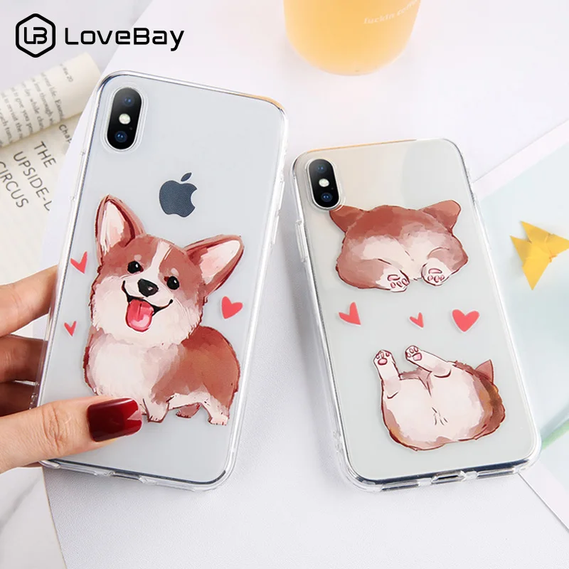 Lovebay прозрачный чехол с животными корги для iPhone 6 6S 7 8 Plus X XS XR XS Max 5 5S SE прозрачные чехлы для телефона собаки мягкая задняя крышка из ТПУ