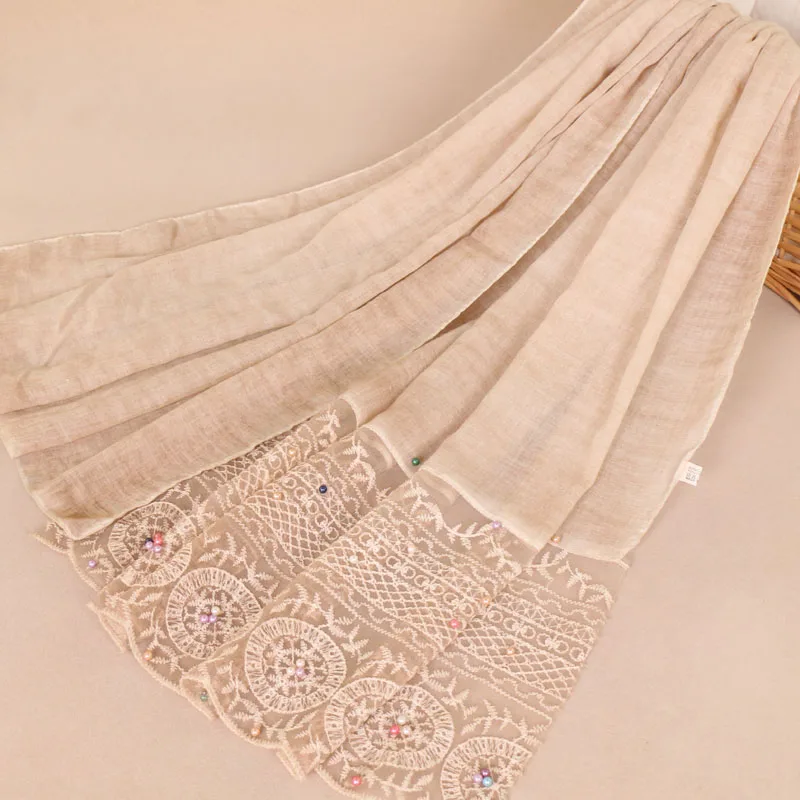 2018 для женщин Мода плотная кружево Цветочный бусины вискоза шаль шарф осень зима