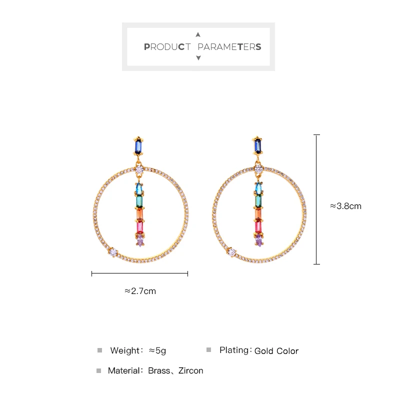 BALANBIU роскошные разноцветные ed Блестящий Цирконий Круглый Круг Висячие серьги