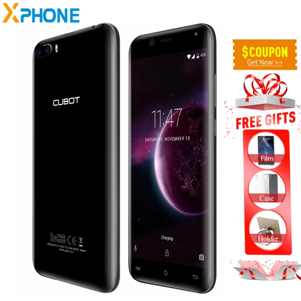 Cubot Magic 5 дюймов MT6737 четыре ядра Сзади Двойной смартфон с камерой Android 7 0 3 ГБ