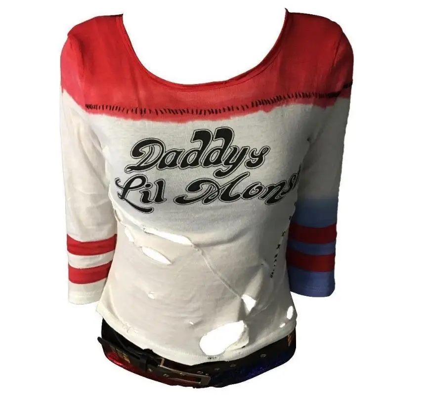 Отряд Самоубийц Harley Куинн косплей костюм футболка пальто куртка набор