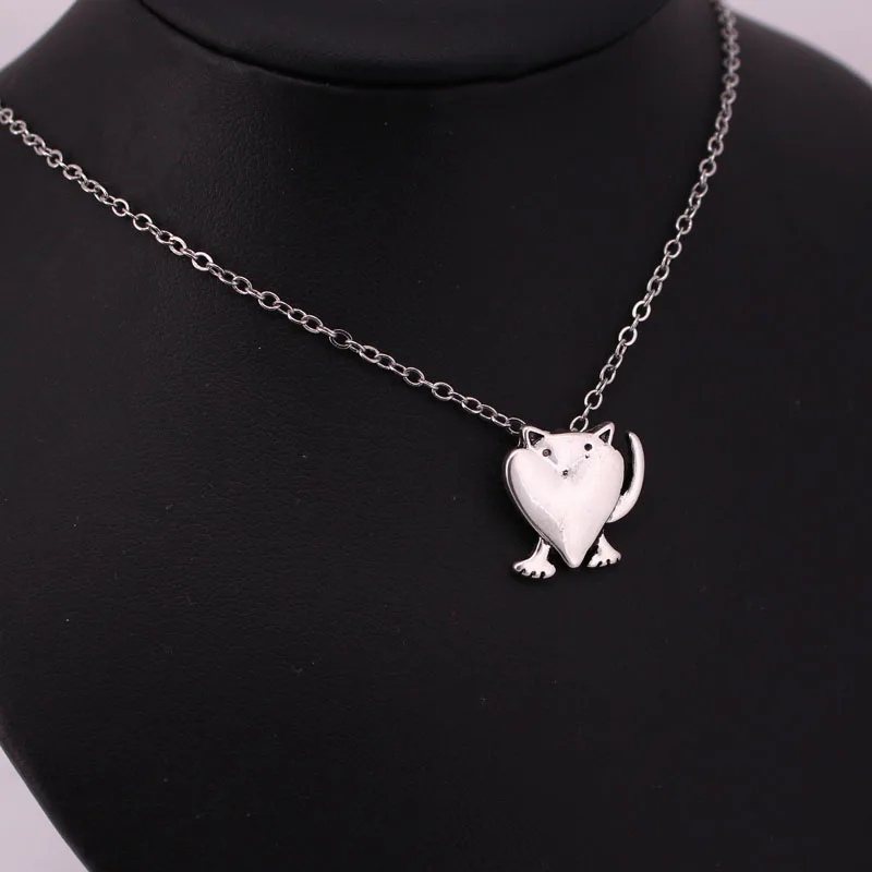 

hzew heart kitty cat pendant necklace gift cat jewellery
