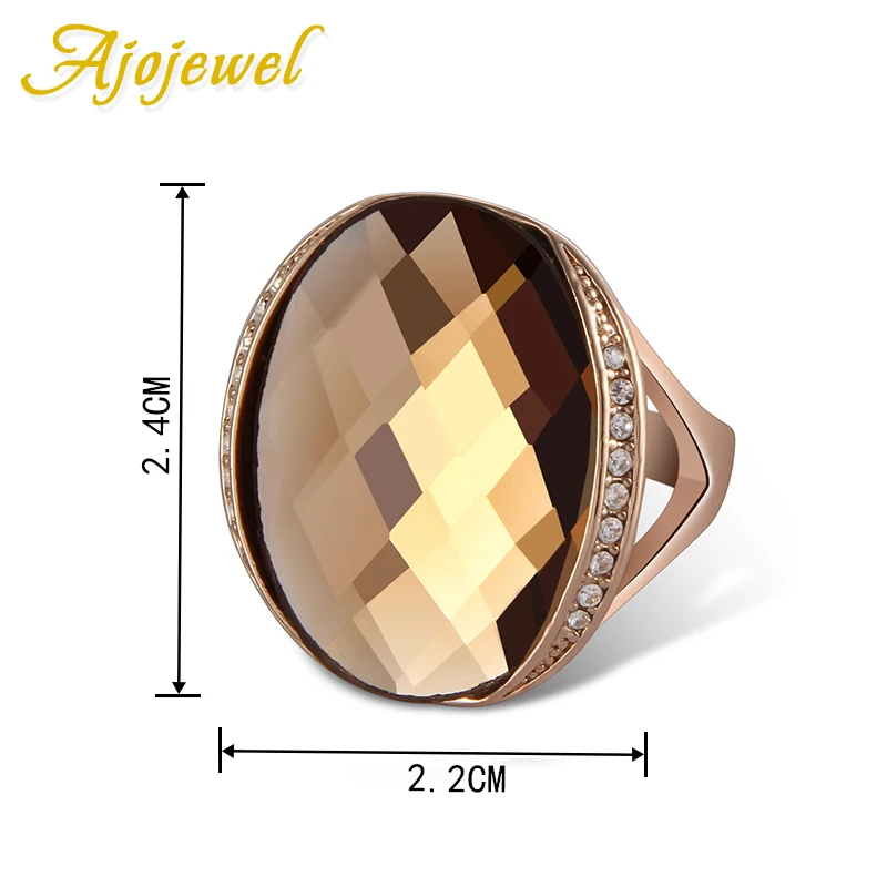 Бренд Ajojewel, роскошное кольцо с большим кристаллом для женщин и мужчин, простое Золотое Ювелирное кольцо зеленого цвета/цвета шампанского