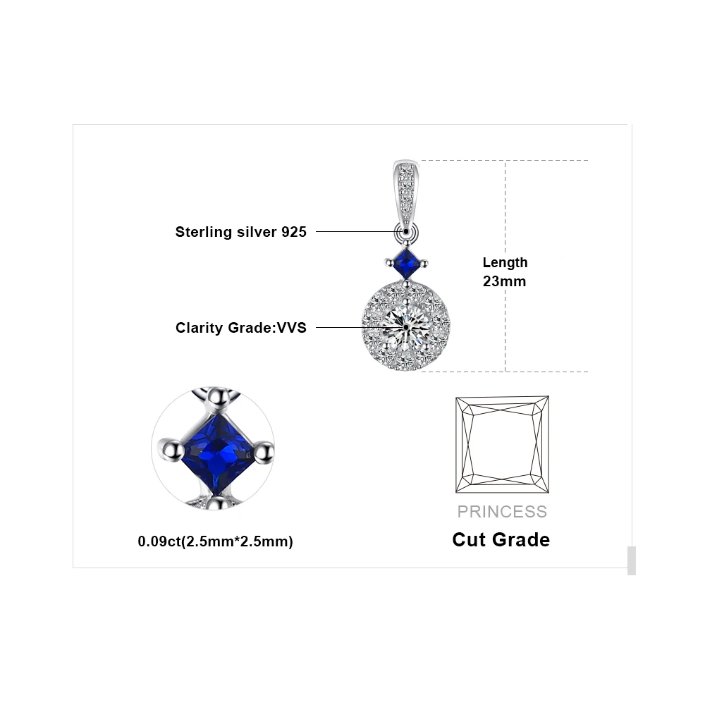 Jewelrypalace элегантный создан синий шпинель капля CZ подвеска Цепочки и ожерелья Настоящее стерлингового серебра 925 45 см окно Сеть ювелирных для Для женщин