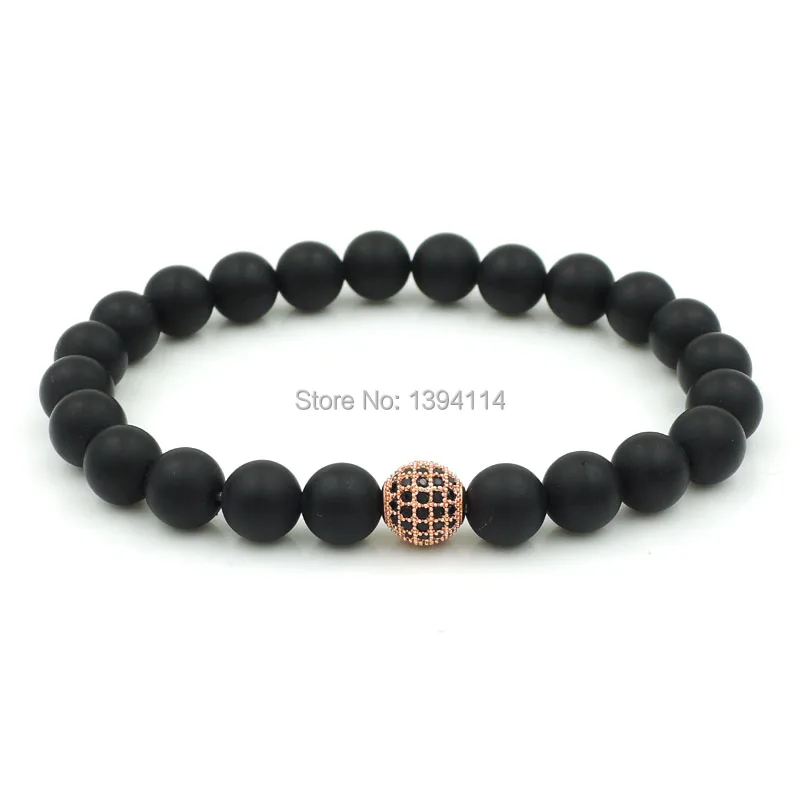 8 мм микро проложить Черный CZ круглый шар бусины &amp Матовый Агат e круглые из