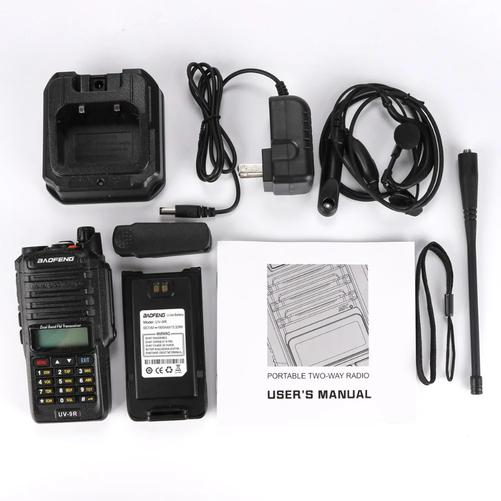 Baofeng UV-9R Двухдиапазонная влагонепроницаемые Walkie Talkie 5 Вт IP67 VHF/UHF Система шумоподавления CTCSS цифровая система передачи DCS портативное радио 110 V-240 V GT