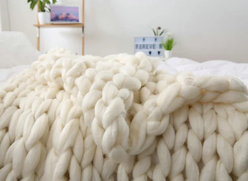 1,8 кг 100 см* 120 см супер толстая шерсть ручной вязки короткое одеяло