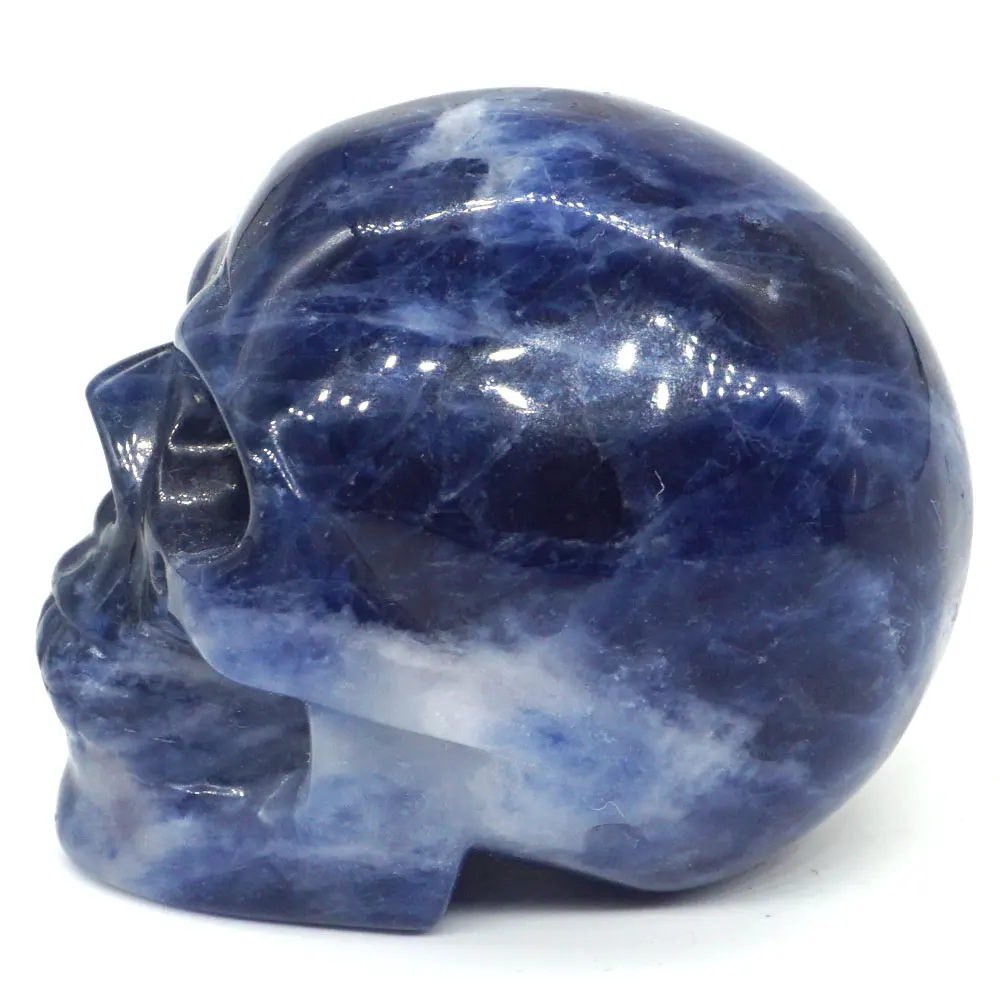 Статуэтка-череп натуральный камень голубой содалит кристалл резная статуя