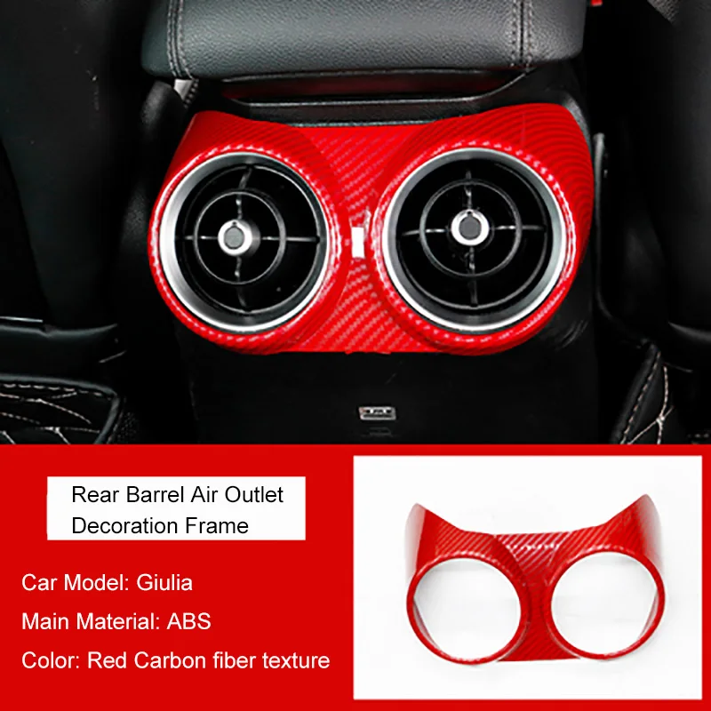 Red Rear QHCP автомобильный передний задний баррель кондиционер Рамка для украшения выходного отверстия крышка ABS углеродное волокно стиль специально для Alfa Romeo Giulia - Название цвета: Red Rear