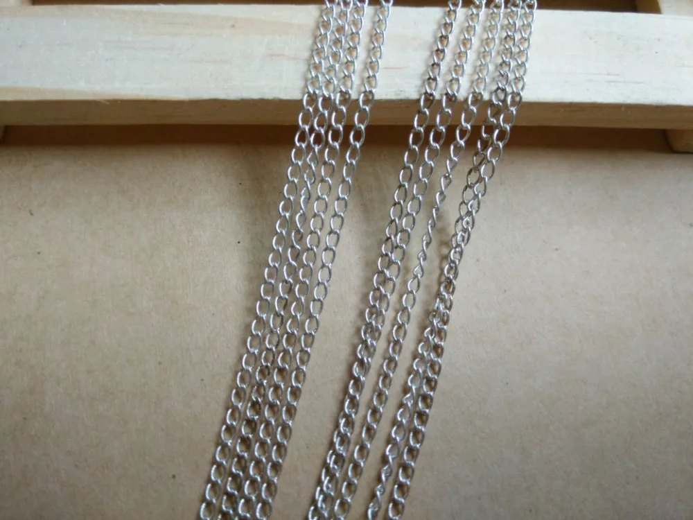 10 метров в партии металлическая Посеребренная цепочка из нержавеющей стали