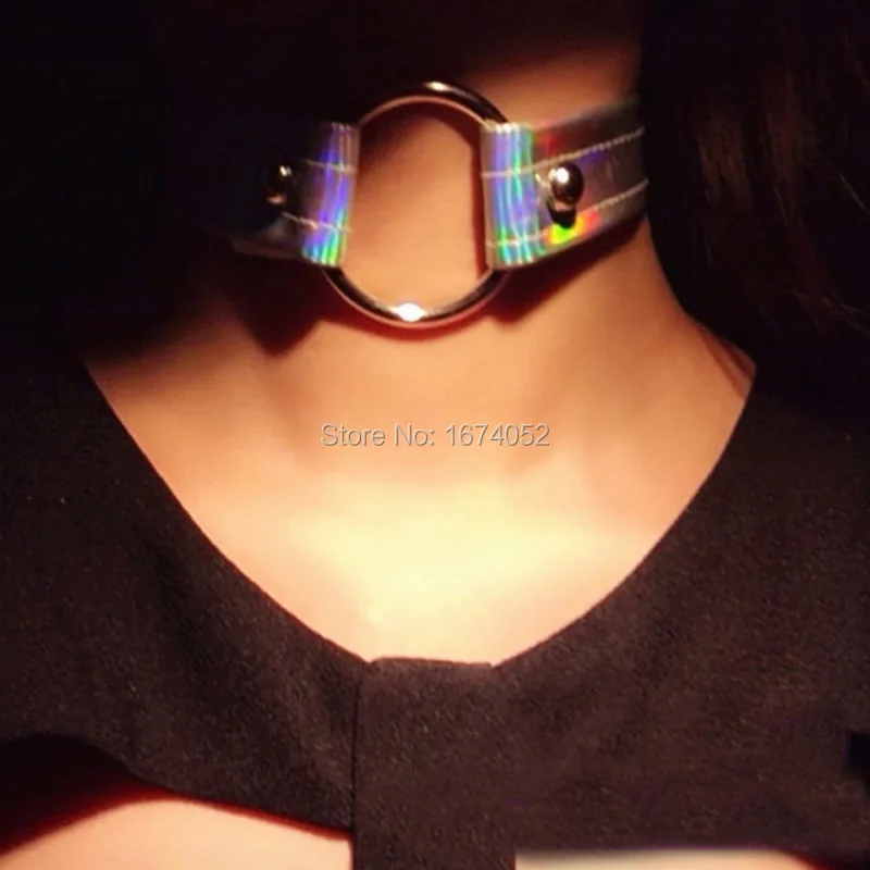 Чокер голографический Женский Крутое металлическое ожерелье ручной работы в