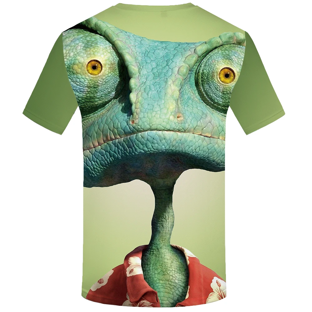 Мужская футболка с 3D-принтом KYKU зеленая в стиле хип-хоп принтом ящерицы