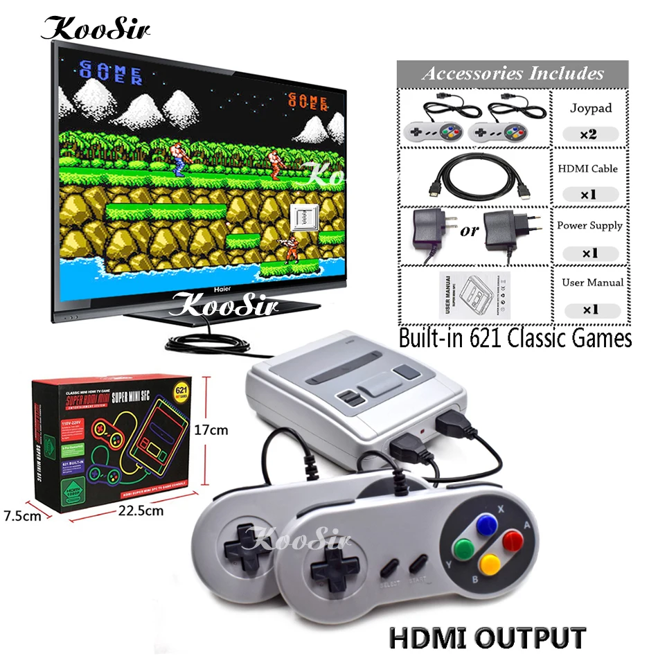 Супер HD HDMI Мини SNES Ретро игра классический ручной Видео игровой плеер ТВ игровая консоль встроенные 621 игр