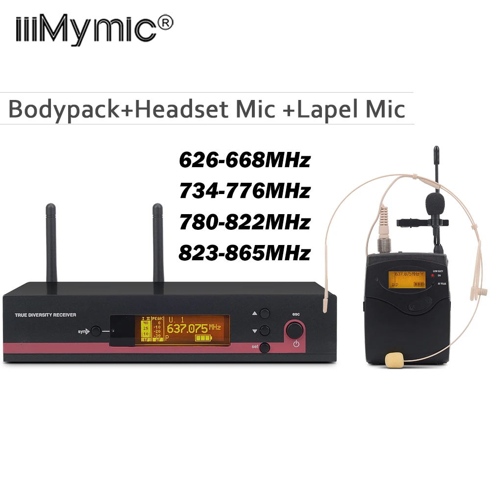 True Diversity UHF 122 G3 Беспроводная микрофонная система+ поясной пакет+ гарнитура+ петличный микрофон с отворотом для сцены DJ