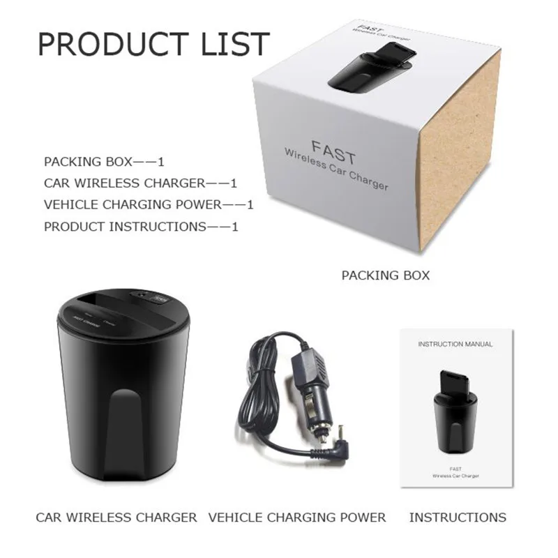 696 2018 Hottest Car Cup Wireless Charger QI Mobile Phone for Samsung Galaxy J5 | Электроника