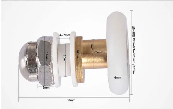 Новинка 2020 лидер продаж ролики для дверей душевой кабины с диаметром 20-27 мм