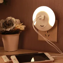 Night Light with 2 USB Port for Mobile Phone Charger Sensor Night LED Lamp For Children Bedroom Living Room Indoor Lighting