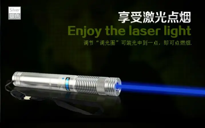 Гарантия 100% 450nm Фокус Регулируемая Синяя лазерная указка горящая спичка Зеленая