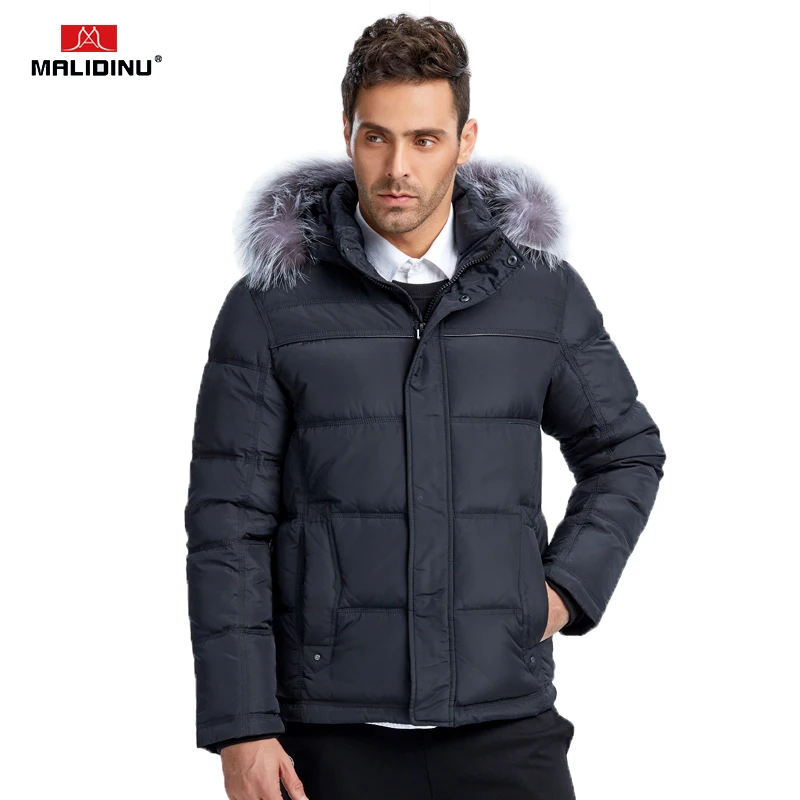 MALIDINU 2022 Men Duck Down Jacket Brand Winter Down Coat Real Fox Fur Mens Down Parka Coats For Men Outwear European Size -30C