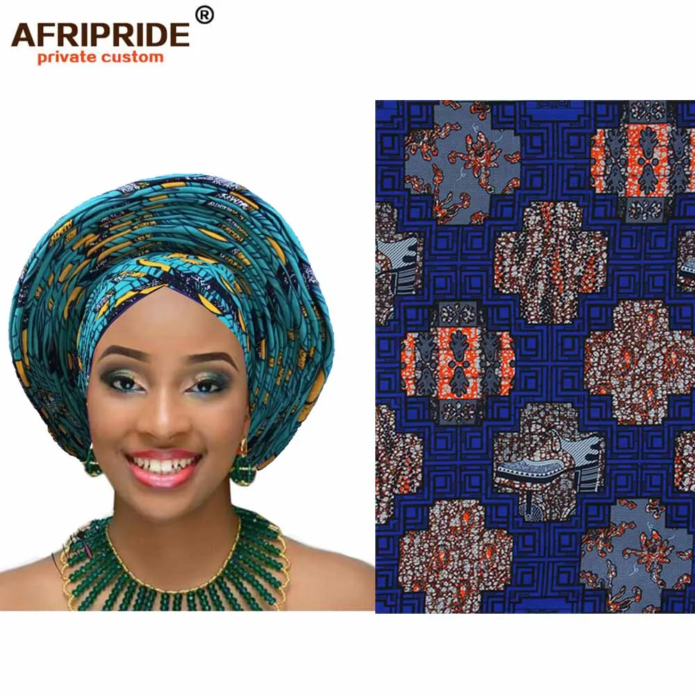 Африканский модный головной убор для женщин AFRIPRIDE bazin richi, ручная работа, хлопок, воск, принт, женский головной убор A19H001 - Цвет: 19J