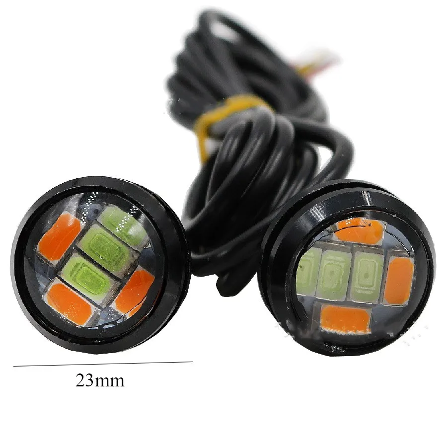 

2 PCS OF Perfect factory selt 5630 6SMD 23MM 12V 5W 7000K Car eagle eye spotlight two-color drl turns lights