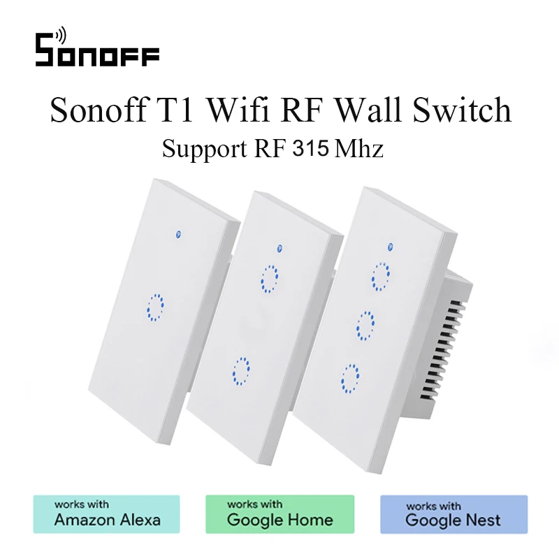 Itead sonoff T1 US 1/2/3 gang переключатель Wi Fi РФ 315 мГц стены Light Touch Smart Switch Беспроводной