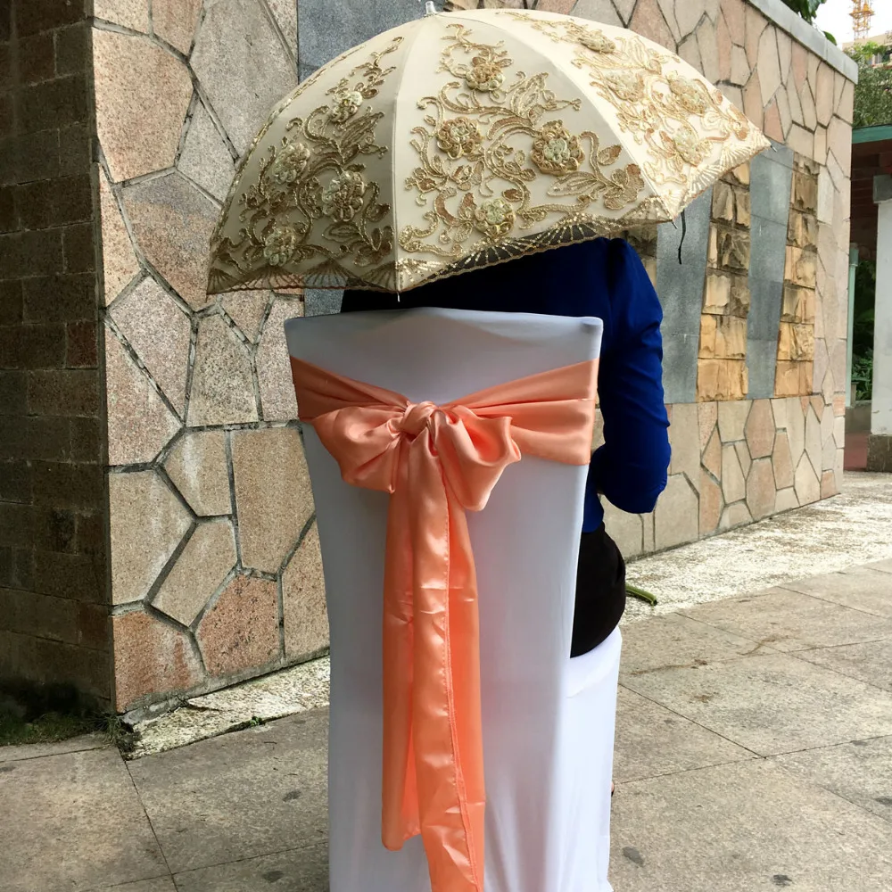 

50 Pieces Purple color 6"x108" Chair Bands Satin Chair Sash Bow Wedding Banquet Supply Decoration