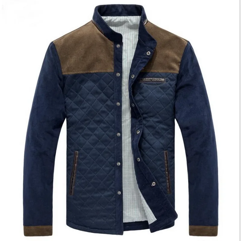 Corduroy Jacket Winter Coat Casual Male Warm Padded Cotton Jacket Casual Baseball Jacket Colorblock Corduroy Jacket