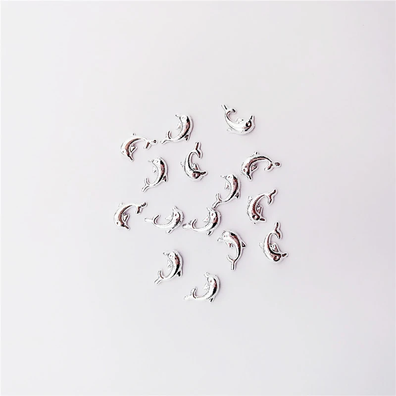 50 шт./пакет серебряный Дельфин Форма сплав 3D нейл арта украшения Металл