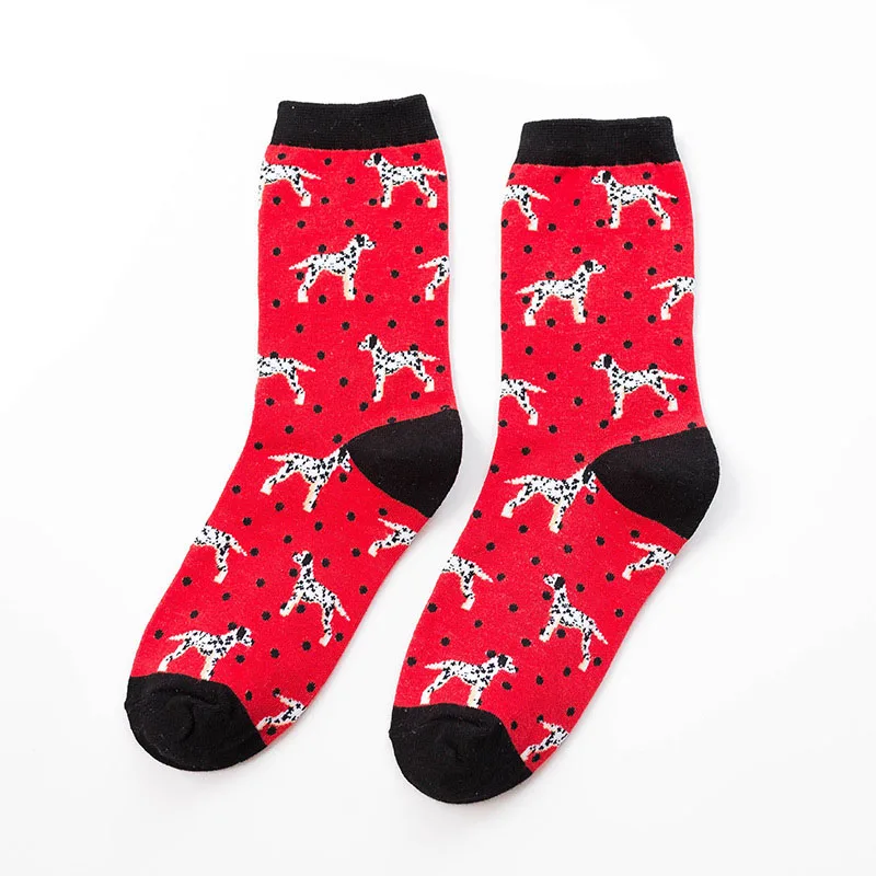 red dog Новинка, забавные леопардовые уличные Мультяшные креативные Хлопковые женские повседневные носки с рисунками животных, кошек и биглей, счастливые мужские короткие носки - Цвет: red dog