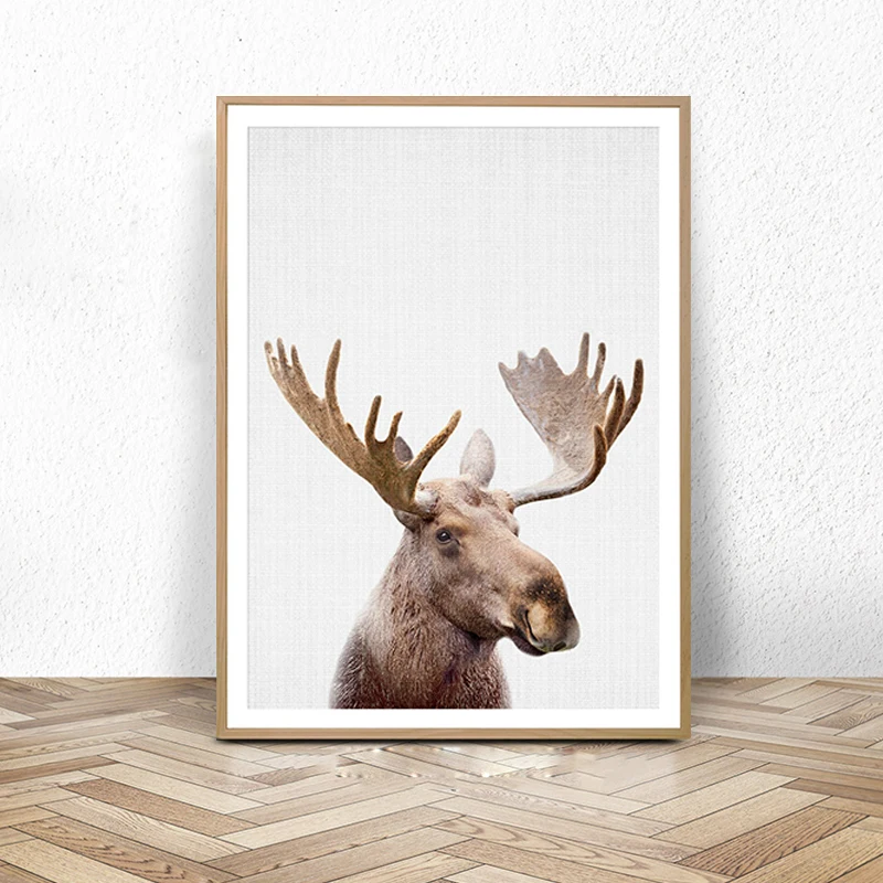 Питомник Moose рисунок оленя на холсте Kawaii настенный художественный постер с