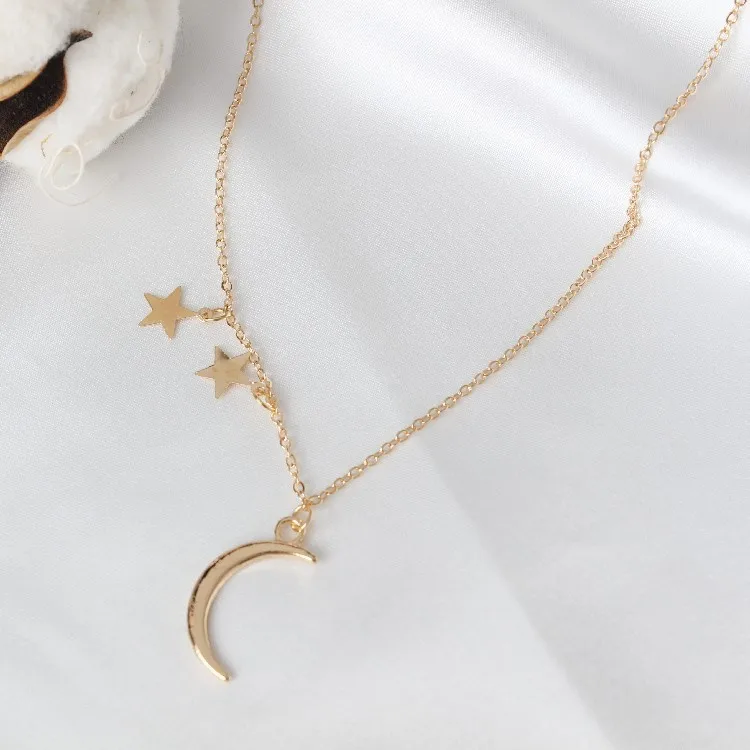 Женское ожерелье с подвеской в виде двух звезд и Полумесяца|fashion necklace|necklace